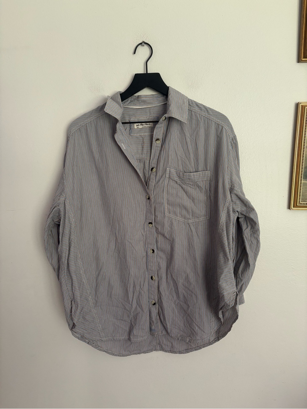 We the Free Vertical Striped Classic Oversized Button Down Top Women’s Small